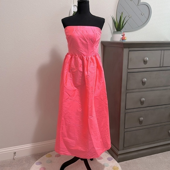 COLLUSION Midi Prom dress in Iridescent Pink. - Picture 1 of 6